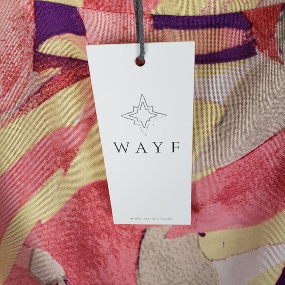 Wayf Mesh Slip Dress NWT Midi Pink Purple Abstract Tropical Tank Sun Size Medium - Picture 7 of 9